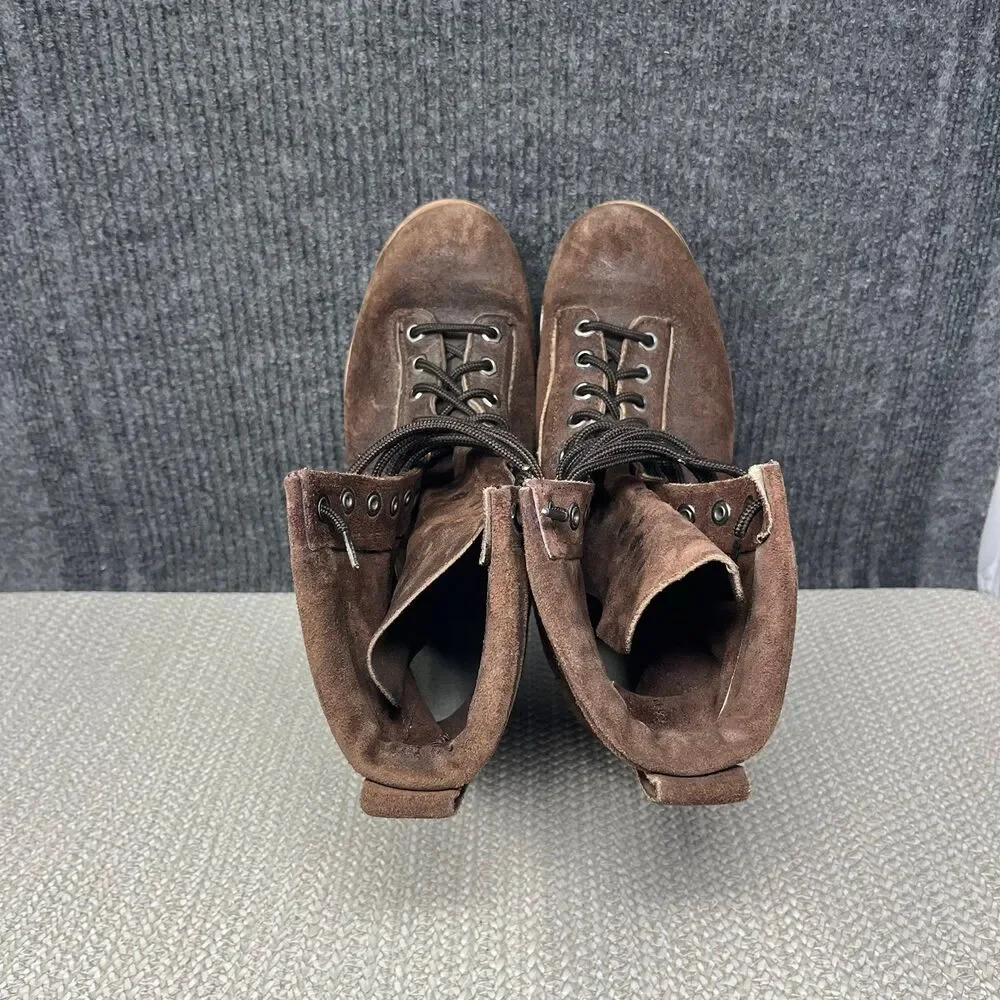 Georgia Logger Boots Suede Combat Lug Sole Brown Work Mens 8 M